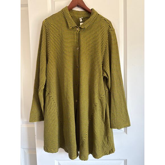 Kleen Womens Black and Yellow Striped Button Down Collared Sweater Jacket XL NWT - Picture 5 of 9